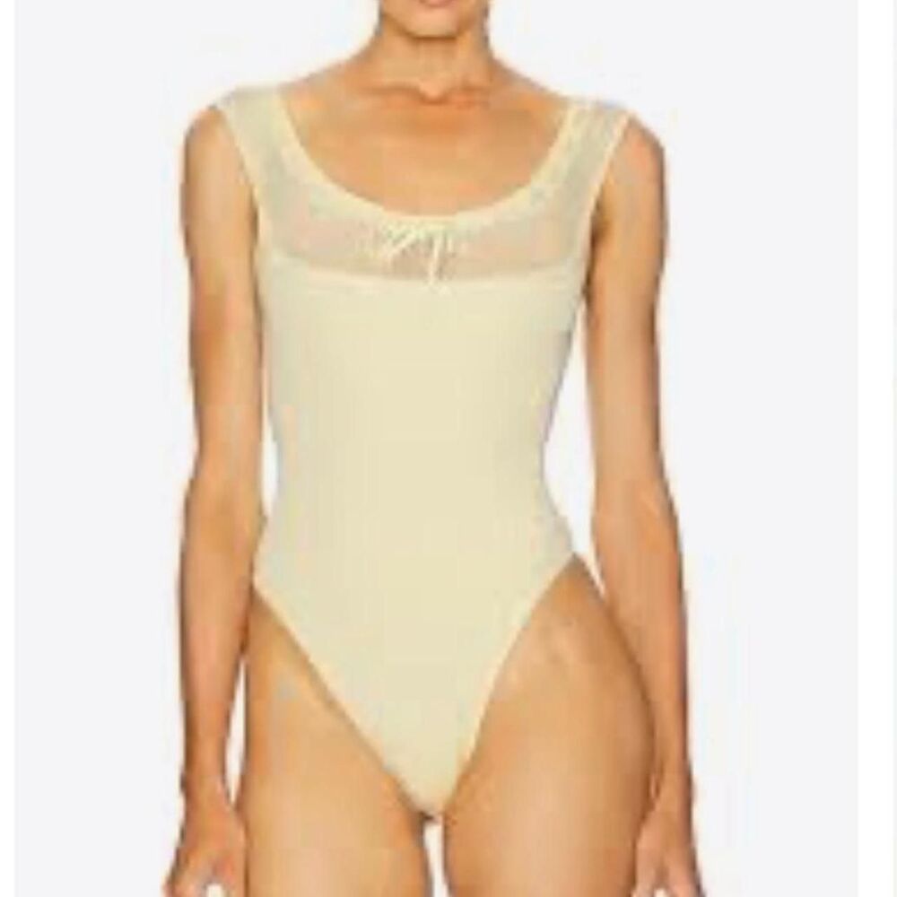Helsa Women's Cream and Yellow Bodysuit